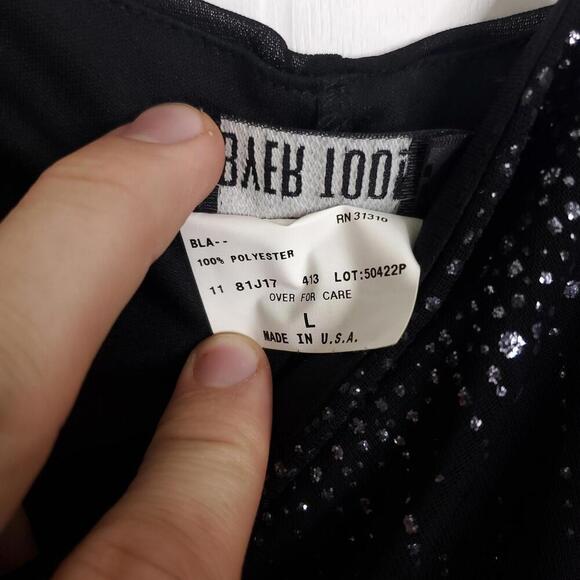 Vintage Dress Womens Large 90s Prom Maxi Hoco Witchy Square Neck Bling Bodice - Picture 6 of 11